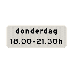 Verkeersbord RVV OB203p - Geldt alleen voor periode (dag + tijd)