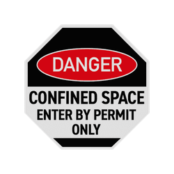 Bord danger confined space, permit only - reflecterend