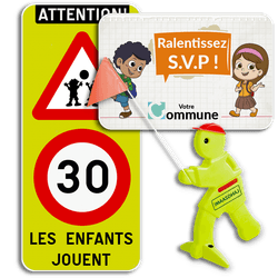 Panneaux de zone scolaire et de terrain de jeux
