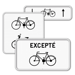 Série M : Panneaux additionnels concernant les bicyclettes et cyclomoteurs à deux roues