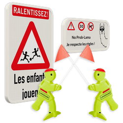 Panneaux de zone scolaire et de terrain de jeux