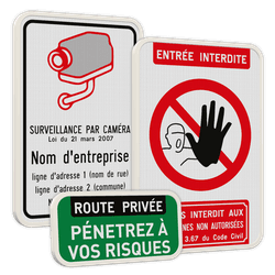Panneaux d'information pour propri&eacute;t&eacute;s priv&eacute;es