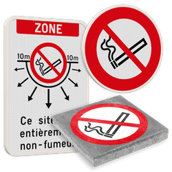Panneaux d’interdiction de fumer et zone fumeurs