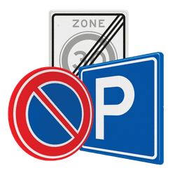 Parkeren en stilstaan borden (E-serie)