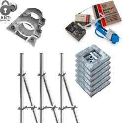 Uitgebreid assortiment bevestigingsmaterialen en palen