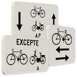 Série M : Panneaux additionnels concernant les bicyclettes et cyclomoteurs à deux roues