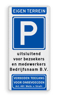 Parkeerbord bedrijfsnaam