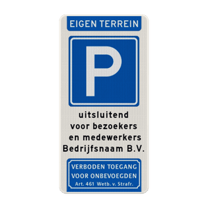 Parkeerbord bedrijfsnaam