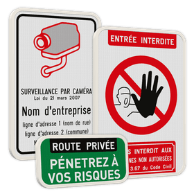 Panneaux d'information pour propriétés privées