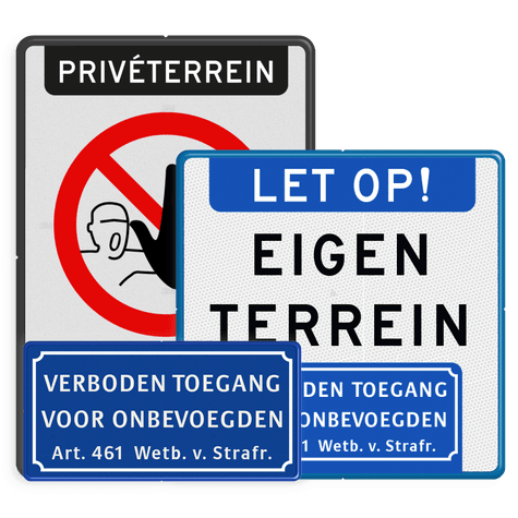 Bekijk hier alle eigen terrein borden