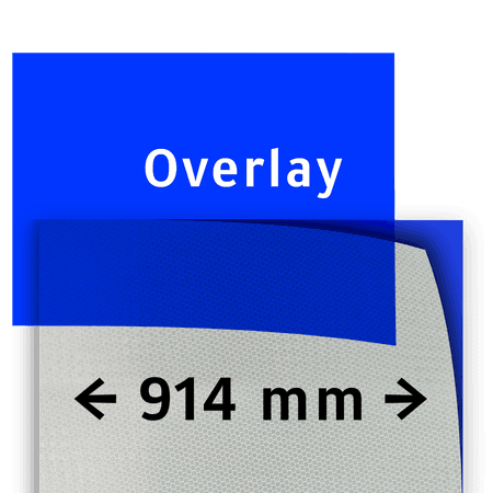 Transparant overlay blauw 914mm breed