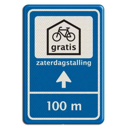 Verkeersbord 40x60cm voor fietsenstalling met pijl en tekst