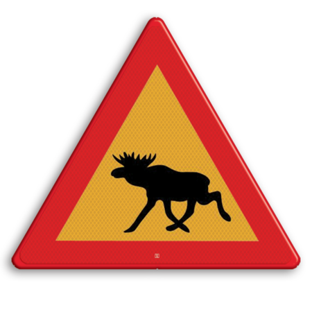 Zweeds verkeersbord Waarschuwing Overstekende Eland / Moose