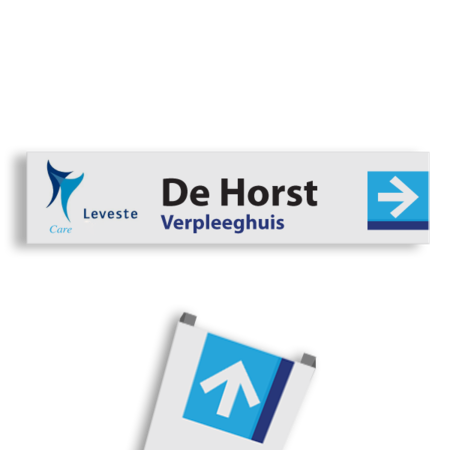 Verwijsbord 1500x350mm met eigen ontwerp en pijl naar rechts