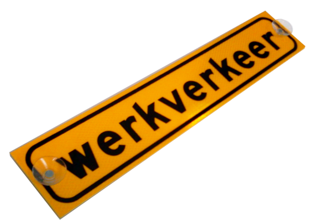 Werkverkeer zuignap bord 500x100mm reflecterend