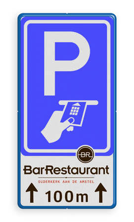 Verkeersbord RVV BW112 betaald parkeren Chipknip + 3 txt