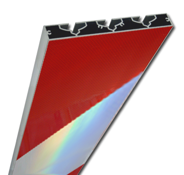 Panneau de marquage 1000 mm, blanc avec bandes diagonales rouges