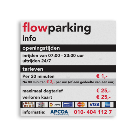 Vlak informatiebord vierkant AluPanel met parkeerinformatie