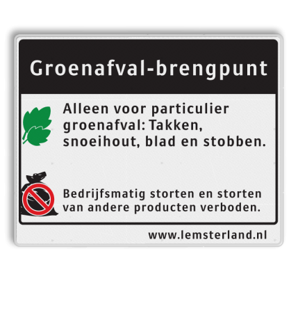 Informatiebord 1000x800x28mm - (groen)afval brengpunt