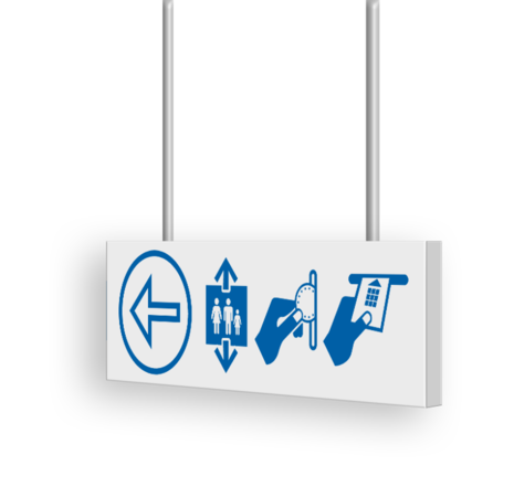 Verwijsbord kokerprofiel 600x200mm voor route voetgangers - met ophangogen