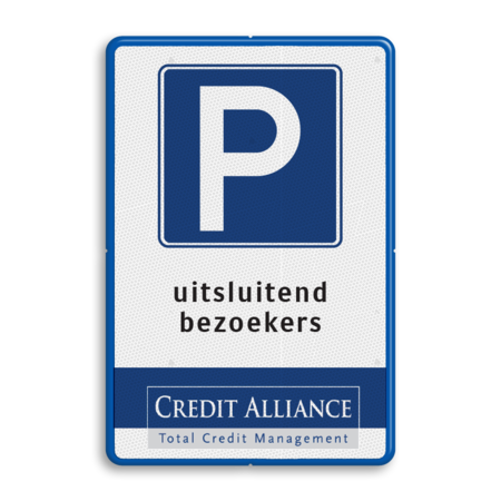 Rechthoekig parkeerbord in huisstijl bedrijf voor bezoekers