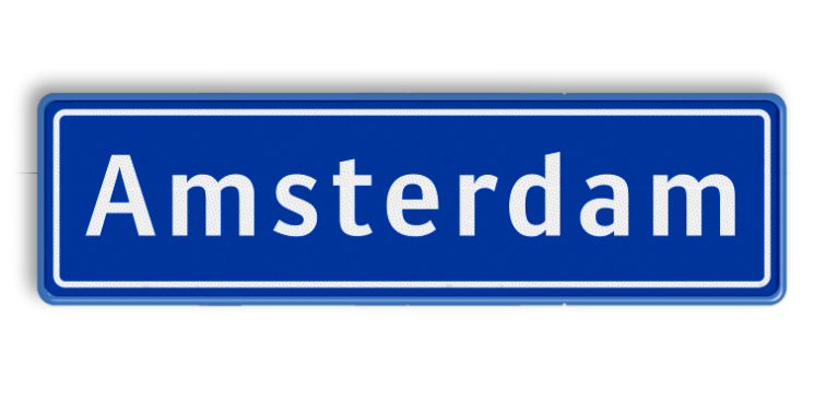 Komgrensbord 1240x340 mm RVV H01a - Amsterdam - Start bebouwde kom