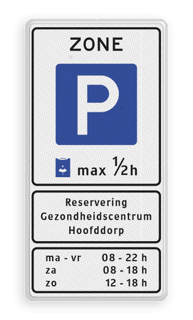 Verkeersbord RVV E10zb parkeerzone met aanvullende tekst