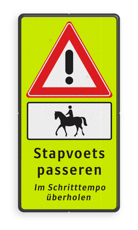 Verkeersbord Ruiter te paard, stapvoets passeren - 2 talig