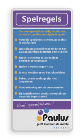 Informatiebord spelregels + logo full-colour opdruk