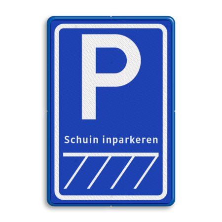 Verkeersbord parkeerplaats voor schuin inparkeren