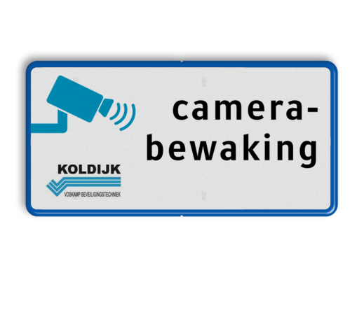 Reflecterend bord camerabewaking in huisstijl met logo