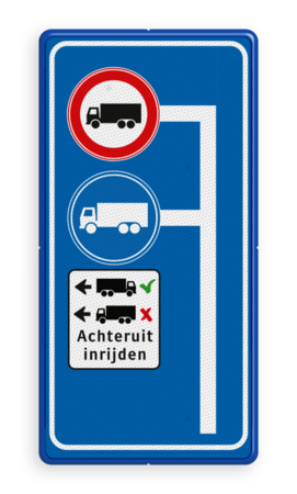 Bewegwijzeringsbord met route voor vrachtwagens