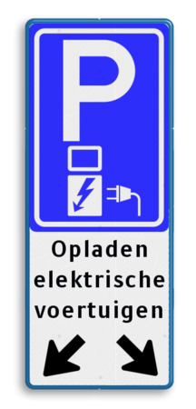 Verkeersbord parkeren elektrische voertuigen + pijlen - BE04f