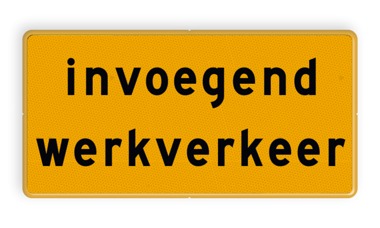 Tekstbord - OB627t - invoegend werkverkeer - Werk in uitvoering