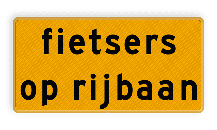 Tekstbord - OB745t - fietsers op rijbaan - Werk in uitvoering