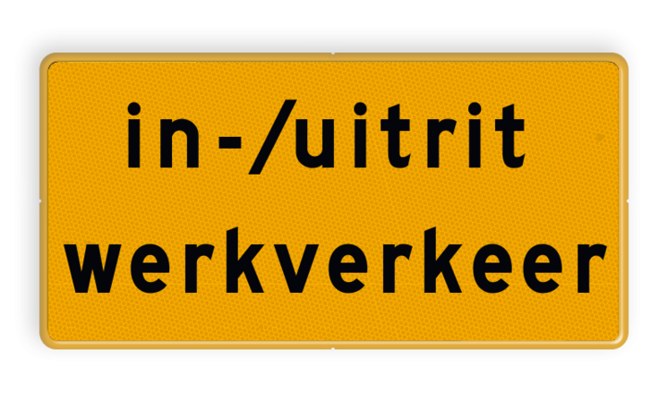 Tekstbord - OB623t - in-/uitrit werkverkeer - Werk in uitvoering