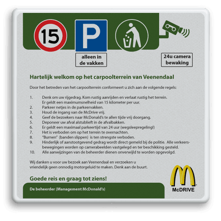 Informatiebord vierkant FC  Mc Donalds