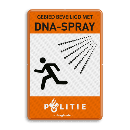 Waarschuwingsbord DNA SPRAY 2:3  reflecterend + logo / naam