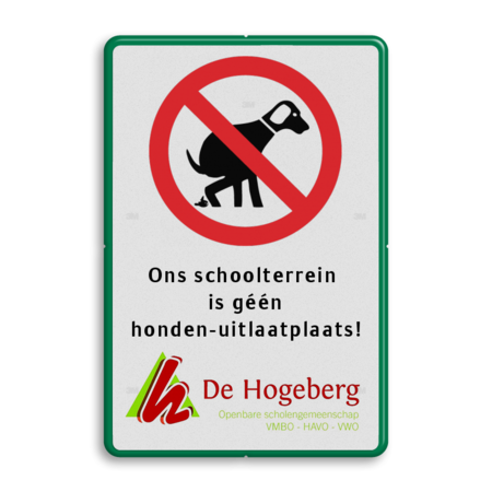 Verkeersbord verboden honden uit te laten + eigen tekst en logo