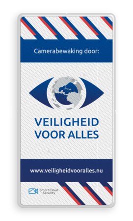 Veiligheidsbord met camerabewaking en logo