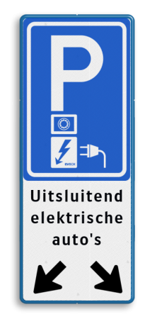 Verkeersbord parkeren elektrische voertuigen + pijlen - EV-Box