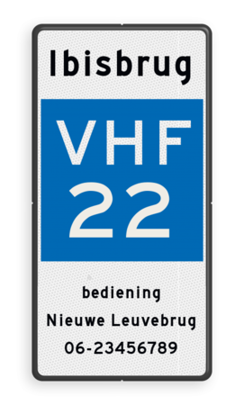 Scheepvaartbord BPR E.23 Marifoonkanaal voor nautische informatie met tekst