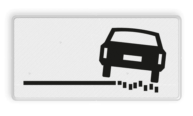 Verkeersbord RVV OB18r - Onderbord - rechts zachte berm