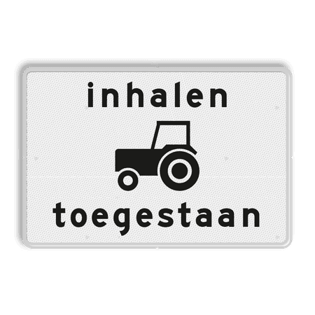 Verkeersbord RVV OB101 - Onderbord - Inhalen tractoren toegestaan.