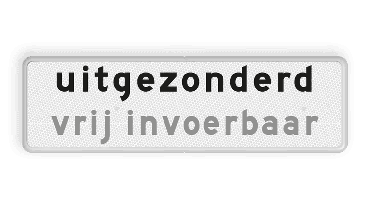 Verkeersbord - Onderbord - uitgezonderd + eigen tekst