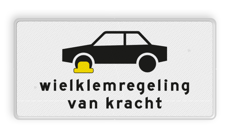 Verkeersbord RVV OB302 - Onderbord - Wielklemregeling van kracht