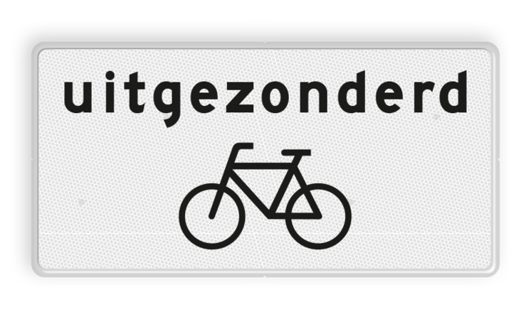 Verkeersbord RVV OB52 - Onderbord - Uitgezonderd fietsers