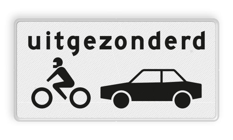 Verkeersbord RVV OB57 - Onderbord - Uitgezonderd motoren en auto's