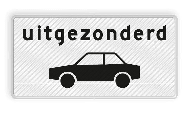 Verkeersbord RVV OB59 - Onderbord - Uitgezonderd auto's