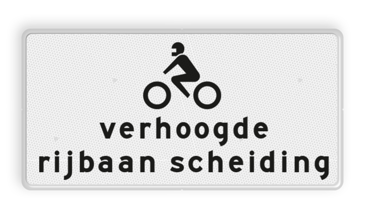 Verkeersbord RVV OB313 - Onderbord - Verhoogde rijbaan scheiding